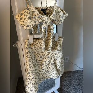 Floral Two-Piece Set with Tie-Front Top